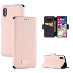For iPhone X / XS MUXMA MX115 Cross Texture Oil Edge Flip Leather Phone Case(Pink)