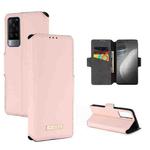 For vivo X60 5G MUXMA MX115 Cross Texture Oil Edge Flip Leather Phone Case(Pink)