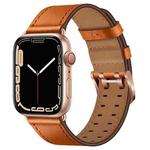 Double Buckles Leather Watch Band For Apple Watch Series 8&7 41mm / SE 2&6&SE&5&4 40mm / 3&2&1 38mm(Brown Rose Gold Buckle)