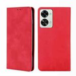 For OnePlus Nord 2T Skin Feel Magnetic Horizontal Flip Leather Phone Case(Red)