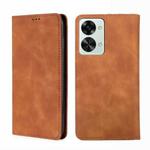 For OnePlus Nord 2T Skin Feel Magnetic Horizontal Flip Leather Phone Case(Light Brown)