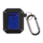 Leather Texture Armor Earphone Protective Case For AirPods 2 / 1(Black+Sapphire Blue)