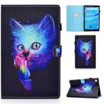 For Lenovo Tab M10 3rd Gen Colored Drawing Stitching Smart Leather Tablet Case(Super Cat)