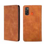For Tecno Camon 15/Camon 15 Air Skin Feel Magnetic Horizontal Flip Leather Phone Case(Light Brown)