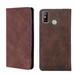 For Tecno Spark 6 Go Skin Feel Magnetic Horizontal Flip Leather Phone Case(Dark Brown)