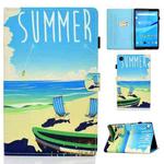 For Lenovo Tab M10 3rd Gen Colored Drawing Stitching Smart Leather Tablet Case(Beach)