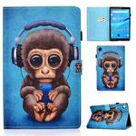 For Lenovo Tab M10 Plus 10.6 3rd Gen 2022 Colored Drawing Stitching Smart Leather Tablet Case(Headphone Monkey)