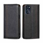 For Motorola Moto G 2022 Grid Texture Magnetic Flip Leather Phone Case(Black)