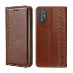 For Motorola Moto G Power 2022 Grid Texture Magnetic Flip Leather Phone Case(Brown)