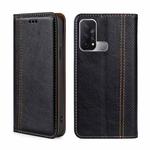 For OPPO Reno5 A Grid Texture Magnetic Flip Leather Phone Case(Black)