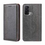 For OPPO Reno5 A Grid Texture Magnetic Flip Leather Phone Case(Grey)