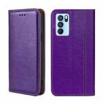 For OPPO Reno6 Pro 5G Grid Texture Magnetic Flip Leather Phone Case(Purple)