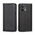 For OPPO Reno8 5G Grid Texture Magnetic Flip Leather Phone Case(Black)