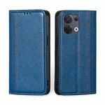 For OPPO Reno8 5G Grid Texture Magnetic Flip Leather Phone Case(Blue)