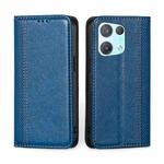 For OPPO Reno8 Pro 5G Grid Texture Magnetic Flip Leather Phone Case(Blue)