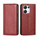 For OPPO Reno8 Pro+ 5G Grid Texture Magnetic Flip Leather Phone Case(Red)