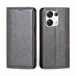 For OPPO Reno8 Pro+ 5G Grid Texture Magnetic Flip Leather Phone Case(Grey)