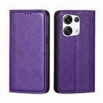 For OPPO Reno8 Pro+ 5G Grid Texture Magnetic Flip Leather Phone Case(Purple)