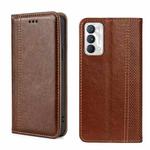 For OPPO Realme GT Master/Q3 Pro Carnival Grid Texture Magnetic Flip Leather Phone Case(Brown)