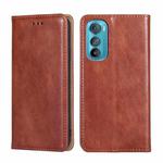 For Motorola Edge 30 Gloss Oil Solid Color Magnetic Leather Phone Case(Brown)
