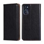 For Motorola Moto G 2022 Gloss Oil Solid Color Magnetic Leather Phone Case(Black)