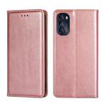 For Motorola Moto G 2022 Gloss Oil Solid Color Magnetic Leather Phone Case(Rose Gold)