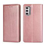 For Motorola Moto G52j 5G Gloss Oil Solid Color Magnetic Leather Phone Case(Rose Gold)