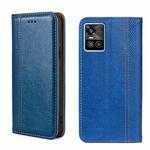 For vivo S10/S10 Pro Grid Texture Magnetic Flip Leather Phone Case(Blue)