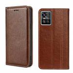 For vivo S10/S10 Pro Grid Texture Magnetic Flip Leather Phone Case(Brown)