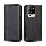 For vivo S15 5G Grid Texture Magnetic Flip Leather Phone Case(Black)