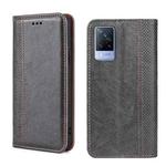 For vivo S15 5G Grid Texture Magnetic Flip Leather Phone Case(Grey)