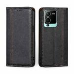 For vivo S15 Pro 5G Grid Texture Magnetic Flip Leather Phone Case(Black)