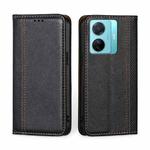 For vivo S15e/T1 Snapdragon 778G Grid Texture Magnetic Flip Leather Phone Case(Black)