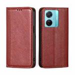 For vivo S15e/T1 Snapdragon 778G Grid Texture Magnetic Flip Leather Phone Case(Red)