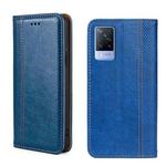 For vivo V21 4G/5G Grid Texture Magnetic Flip Leather Phone Case(Blue)