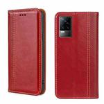 For vivo V21e 4G/Y73 2021 Grid Texture Magnetic Flip Leather Phone Case(Red)