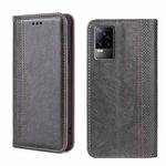 For vivo V21e 4G/Y73 2021 Grid Texture Magnetic Flip Leather Phone Case(Grey)