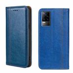 For vivo V21e 4G/Y73 2021 Grid Texture Magnetic Flip Leather Phone Case(Blue)