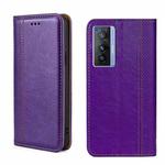 For vivo X70 Grid Texture Magnetic Flip Leather Phone Case(Purple)