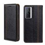 For vivo X70 Pro Grid Texture Magnetic Flip Leather Phone Case(Black)