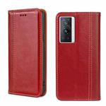 For vivo X70 Pro Grid Texture Magnetic Flip Leather Phone Case(Red)
