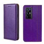 For vivo X70 Pro+ Grid Texture Magnetic Flip Leather Phone Case(Purple)