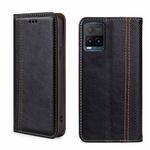 For vivo Y21/Y21s/Y33s Grid Texture Magnetic Flip Leather Phone Case(Black)