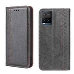 For vivo Y21/Y21s/Y33s Grid Texture Magnetic Flip Leather Phone Case(Grey)