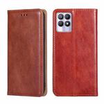 For OPPO Realme 8i Gloss Oil Solid Color Magnetic Leather Phone Case(Brown)