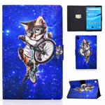 For Lenovo Tab M10 3rd Gen Colored Drawing Smart Leather Tablet Case(Glasses Cat)