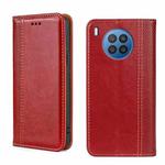 For Huawei nova 8i Grid Texture Magnetic Flip Leather Phone Case(Red)