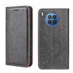 For Huawei nova 8i Grid Texture Magnetic Flip Leather Phone Case(Grey)
