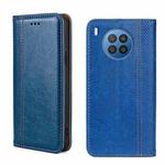 For Huawei nova 8i Grid Texture Magnetic Flip Leather Phone Case(Blue)