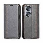 For Honor 70 Grid Texture Magnetic Flip Leather Phone Case(Grey)